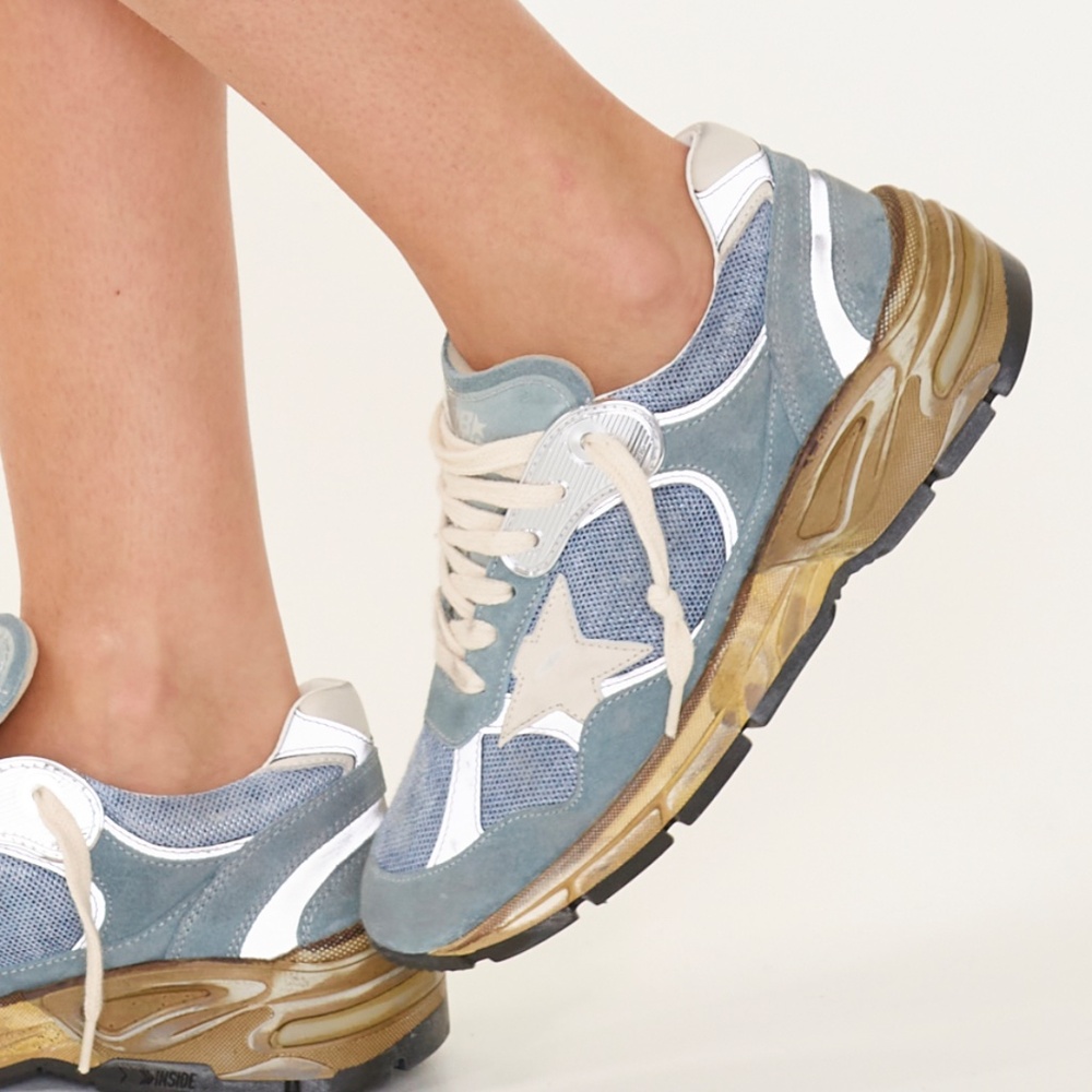 Golden Goose Dad Star Running Sneaker in Blue/Gray/Silver sz 37 New in Box